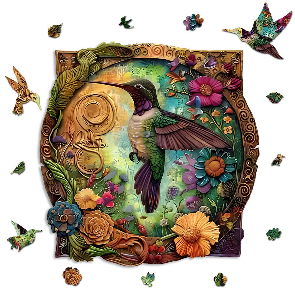 Vibrant Blossom Hummingbird - Jigsaw Puzzle - Image 2