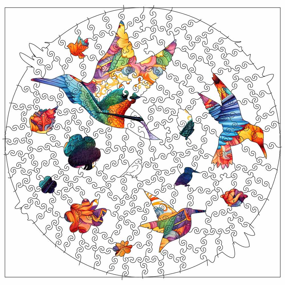 🔥Last Day - Vibrant Hummingbirds - Wooden Jigsaw Puzzle - Image 3
