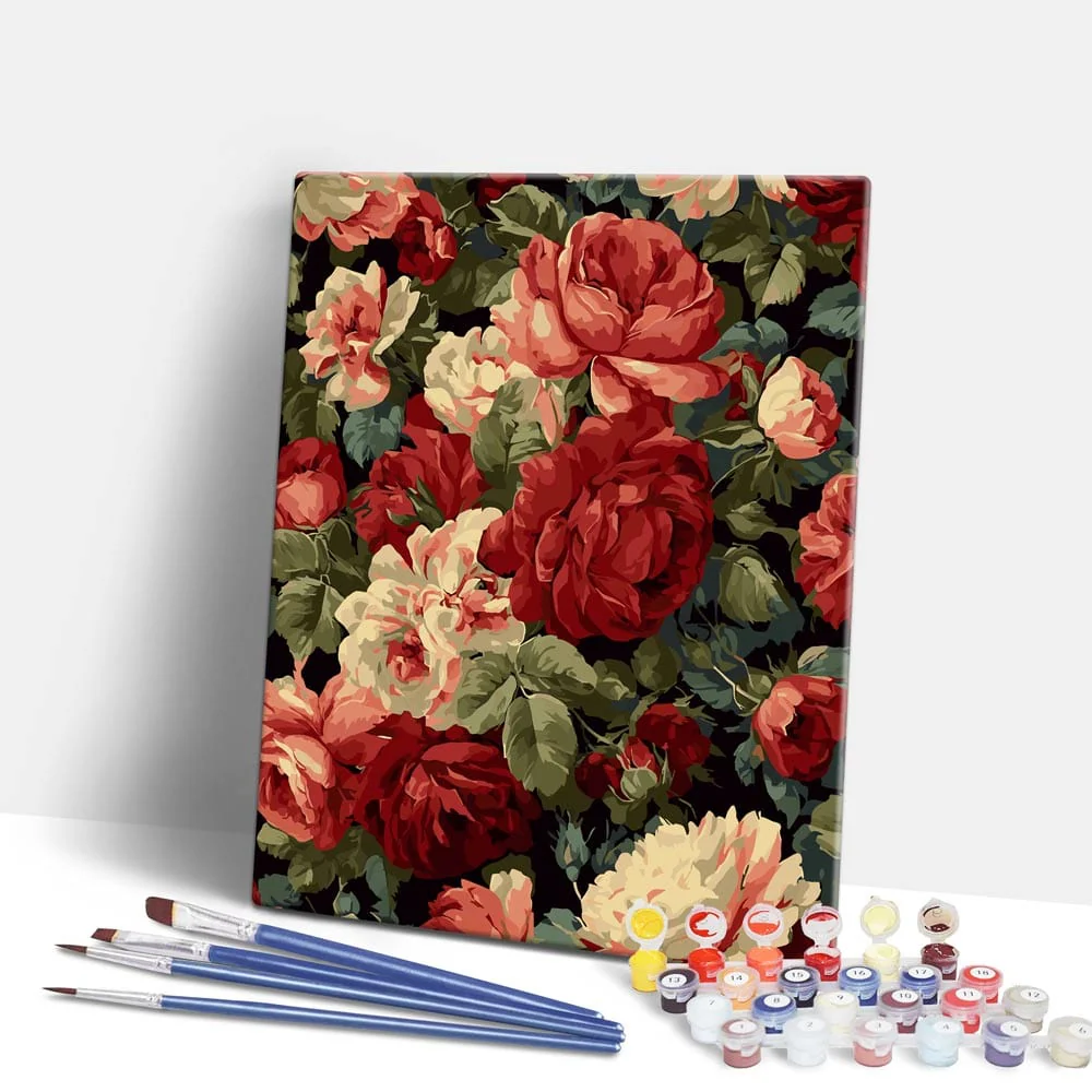 Vintage Red Roses - Paint By Numbers Kit - Image 2