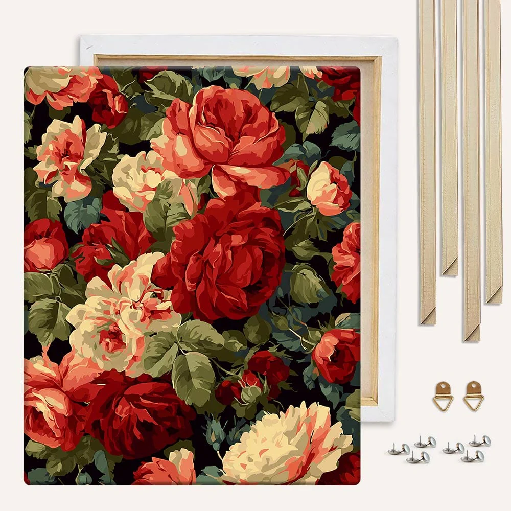 Vintage Red Roses - Paint By Numbers Kit - Image 3