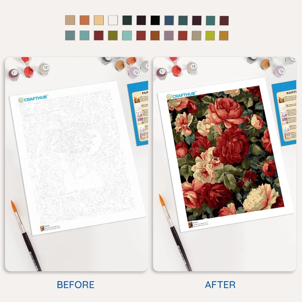 Vintage Red Roses - Paint By Numbers Kit - Image 4