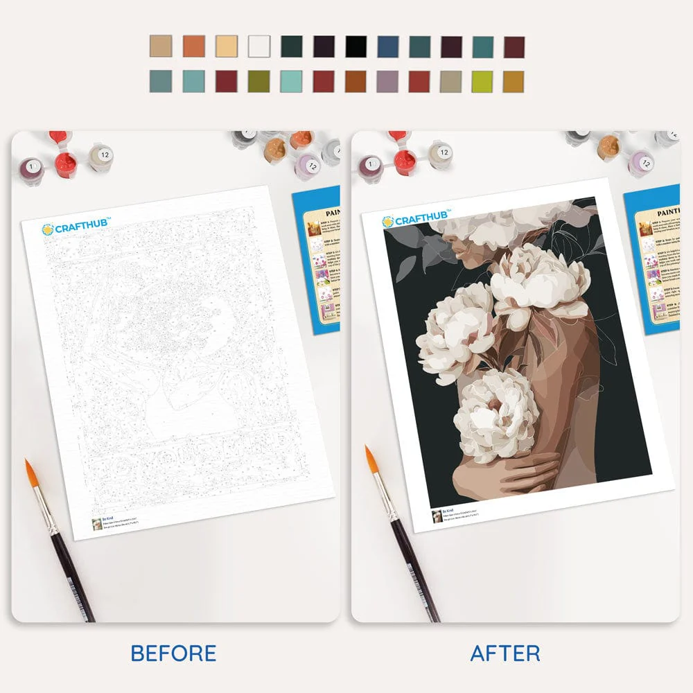 White Peonies in Love - Paint By Numbers Kit - Image 4