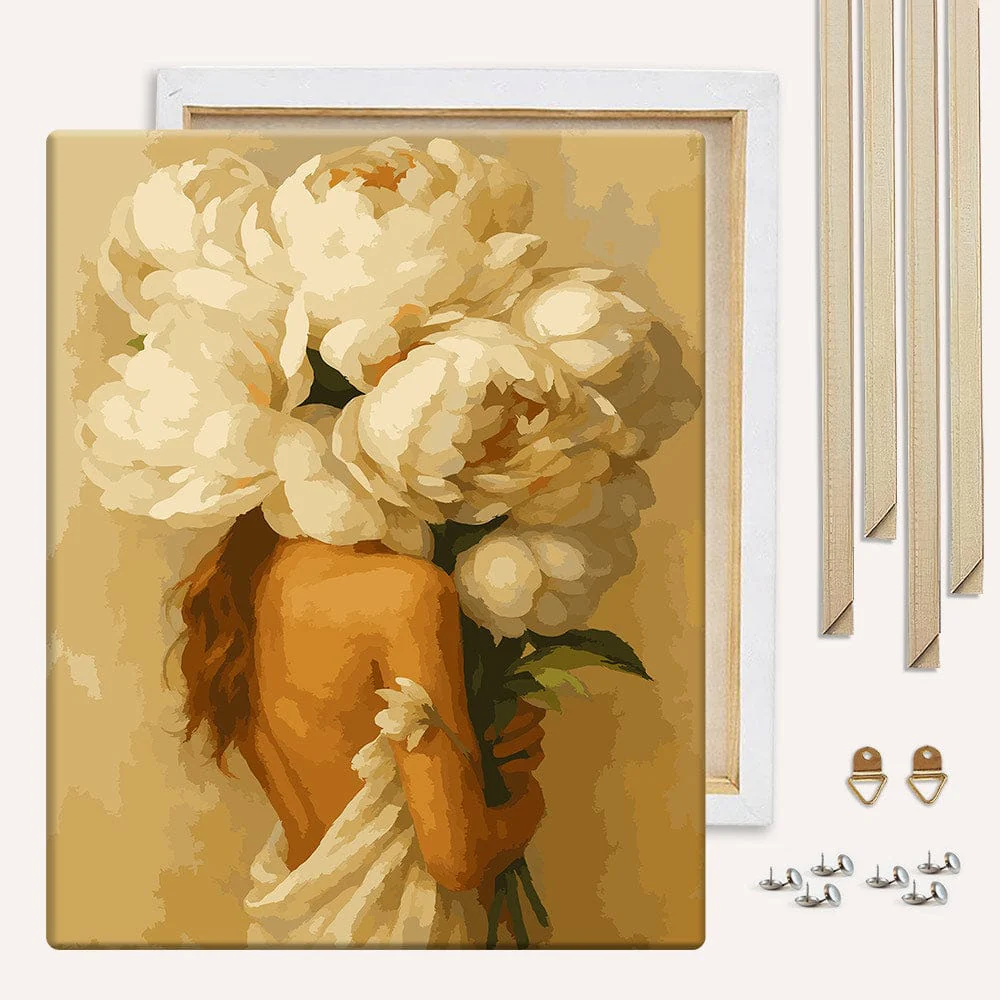 White Peonies Love - Paint By Numbers Kit - Image 3