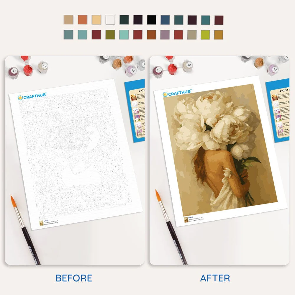 White Peonies Love - Paint By Numbers Kit - Image 4